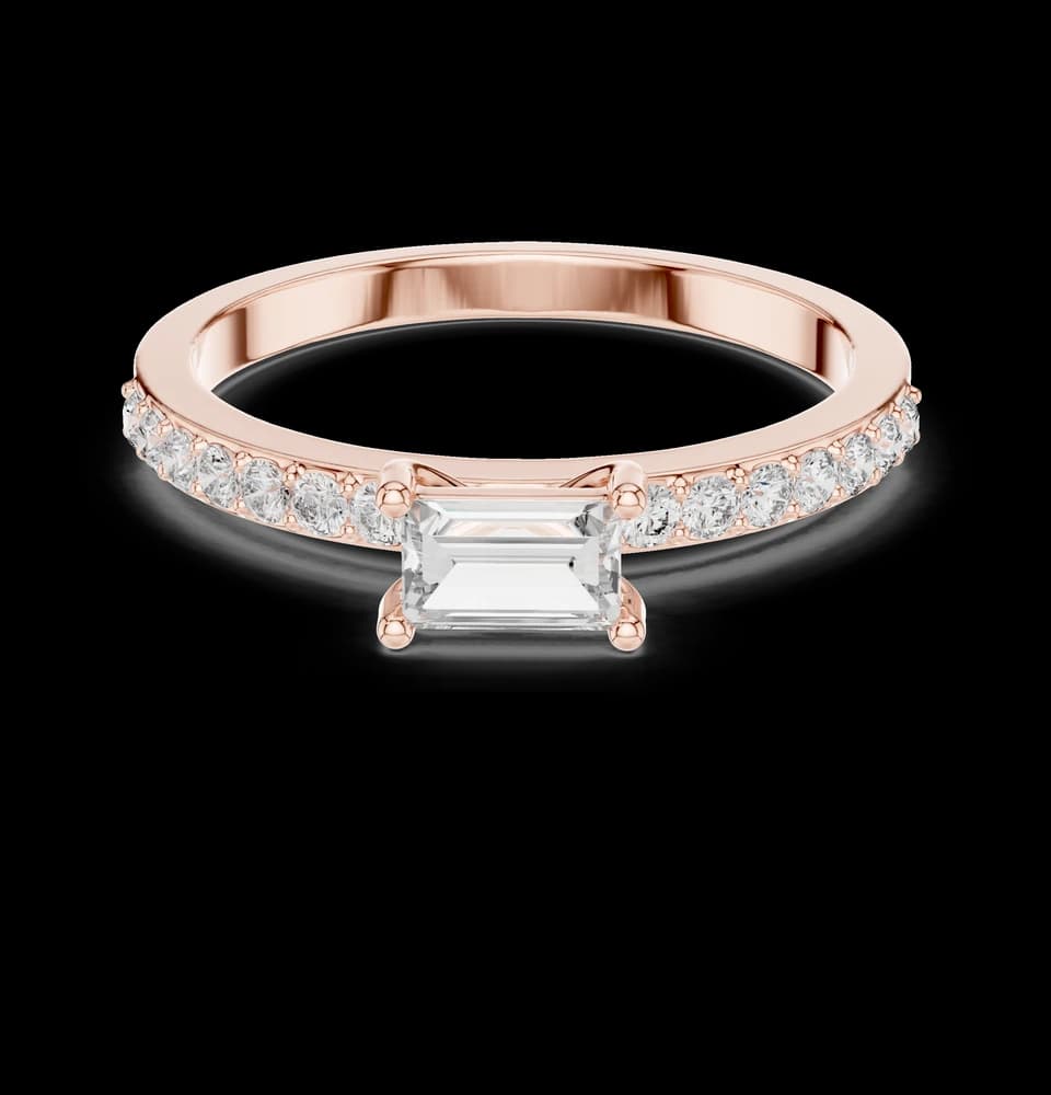 Classic Emerald Cut Pavé Engagement Ring - Image 1 Classic Emerald Cut Pavé Engagement Ring, view 1 of 6
