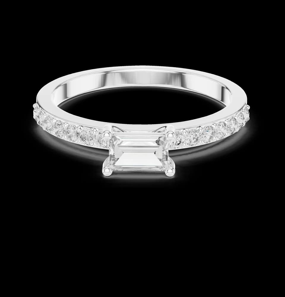 Classic Emerald Cut Pavé Engagement Ring - Image 2 Classic Emerald Cut Pavé Engagement Ring, view 2 of 6