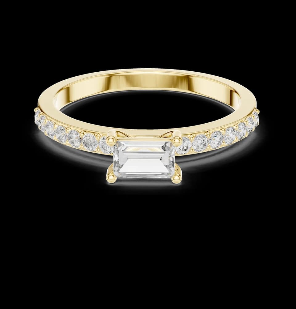 Classic Emerald Cut Pavé Engagement Ring - Image 3 Classic Emerald Cut Pavé Engagement Ring, view 3 of 6