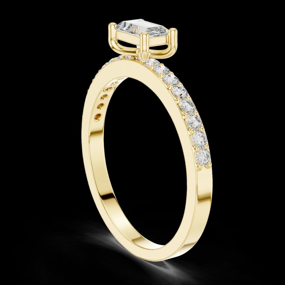 Classic Emerald Cut Pavé Engagement Ring - Image 4 Classic Emerald Cut Pavé Engagement Ring, view 4 of 6