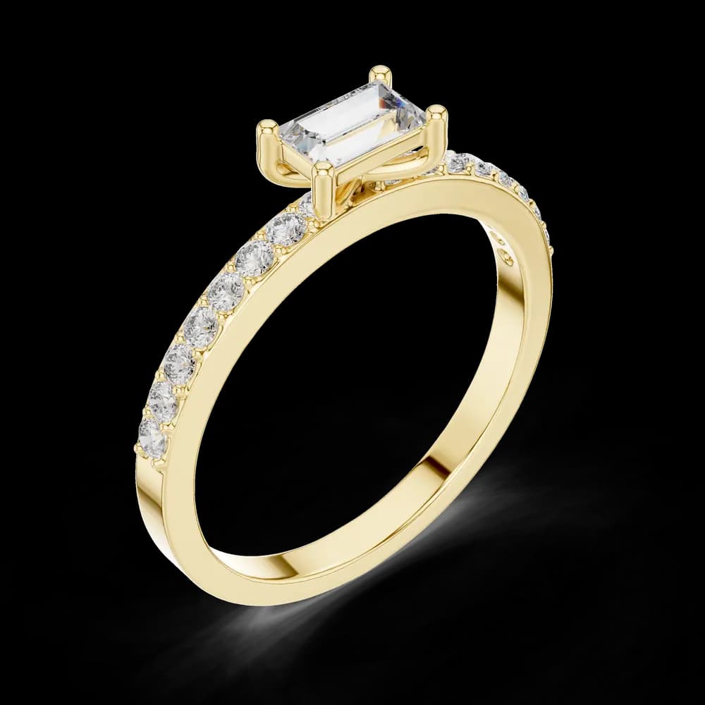 Classic Emerald Cut Pavé Engagement Ring - Image 5 Classic Emerald Cut Pavé Engagement Ring, view 5 of 6