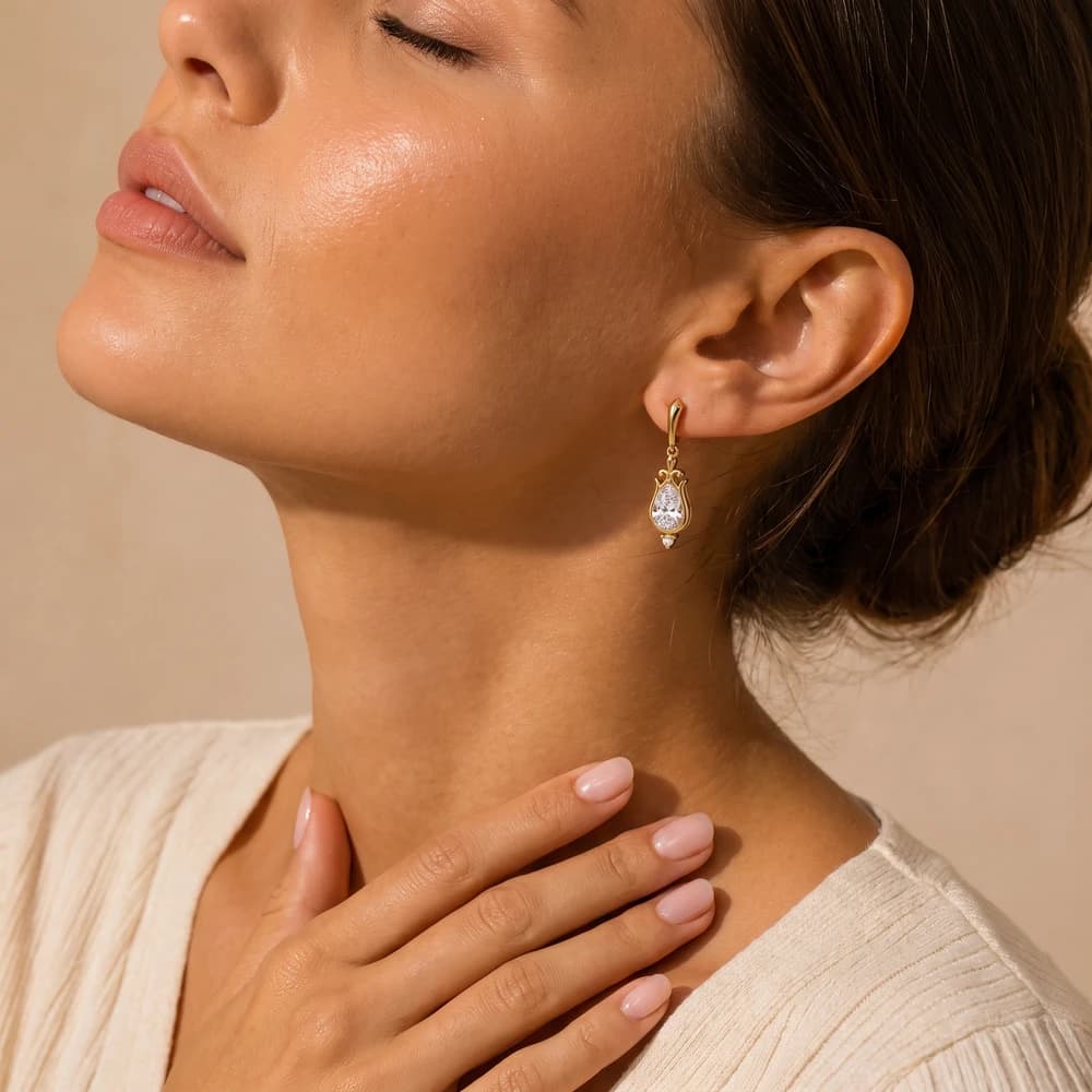 The Royal Chalice Diamond Drops Earring - Image 2 The Royal Chalice Diamond Drops Earring, view 2 of 5