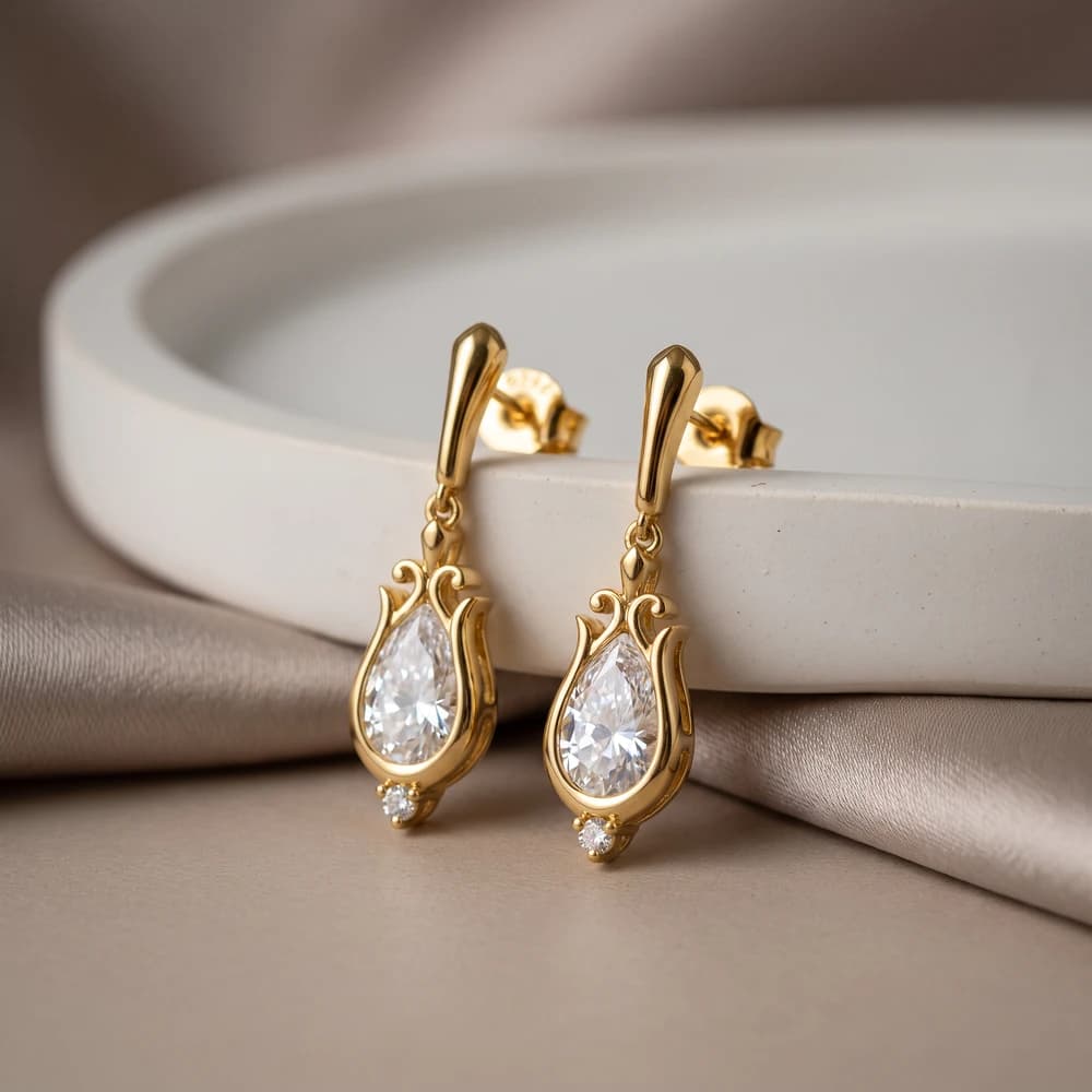 The Royal Chalice Diamond Drops Earring - Image 3 The Royal Chalice Diamond Drops Earring, view 3 of 5