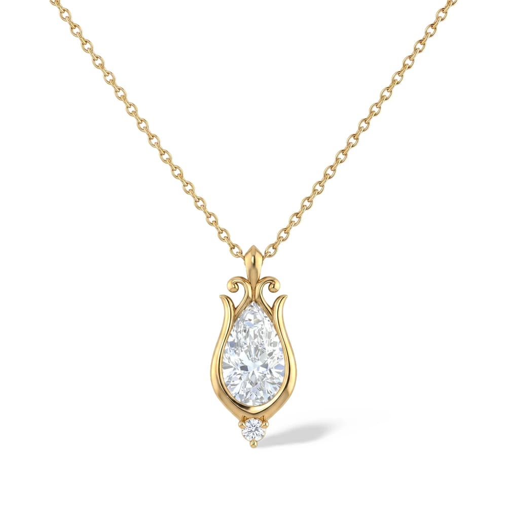 Exquisite Bezel Set Pear Diamond Pendant - Image 1 Exquisite Bezel Set Pear Diamond Pendant, view 1 of 3