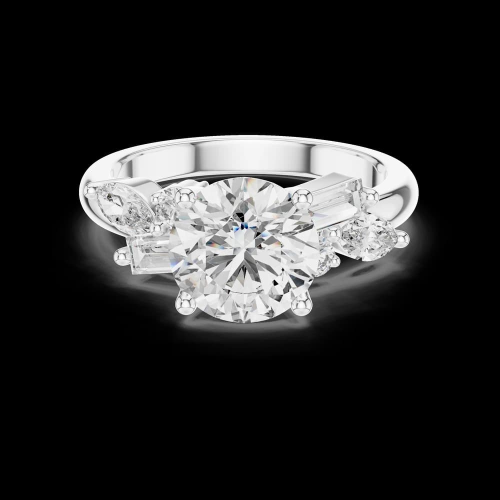 Mixed-Shape Multi-Stone Cluster with Round Center Lab Grown Diamond Ring - Image 2 Mixed-Shape Multi-Stone Cluster with Round Center Lab Grown Diamond Ring, view 2 of 5