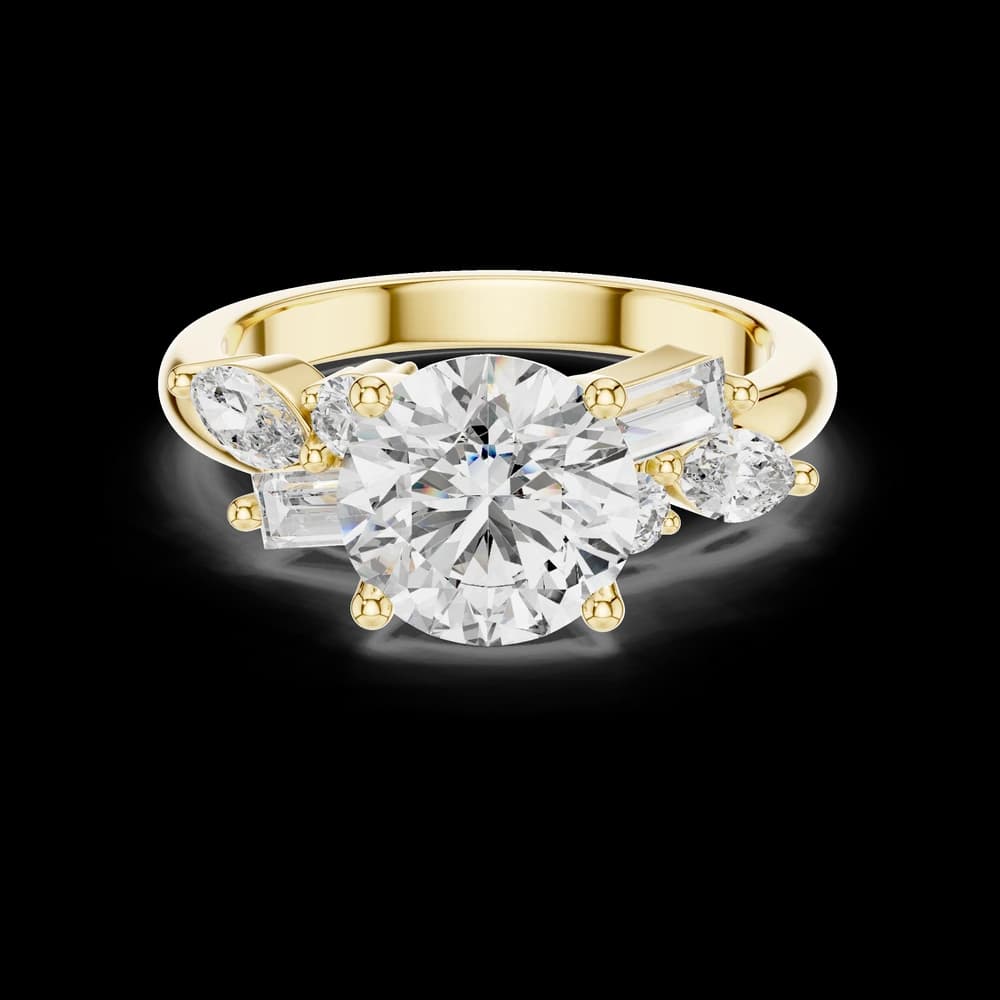 Mixed-Shape Multi-Stone Cluster with Round Center Lab Grown Diamond Ring - Image 3 Mixed-Shape Multi-Stone Cluster with Round Center Lab Grown Diamond Ring, view 3 of 5