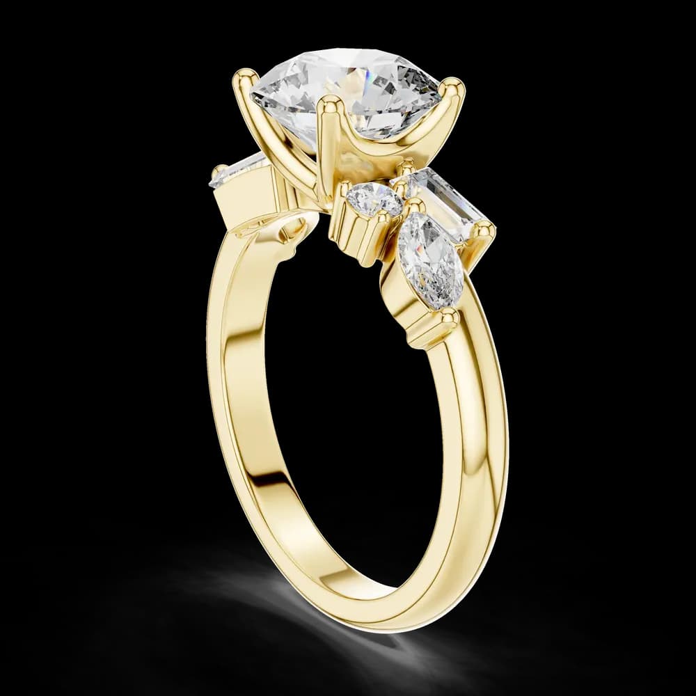 Mixed-Shape Multi-Stone Cluster with Round Center Lab Grown Diamond Ring - Image 4 Mixed-Shape Multi-Stone Cluster with Round Center Lab Grown Diamond Ring, view 4 of 5