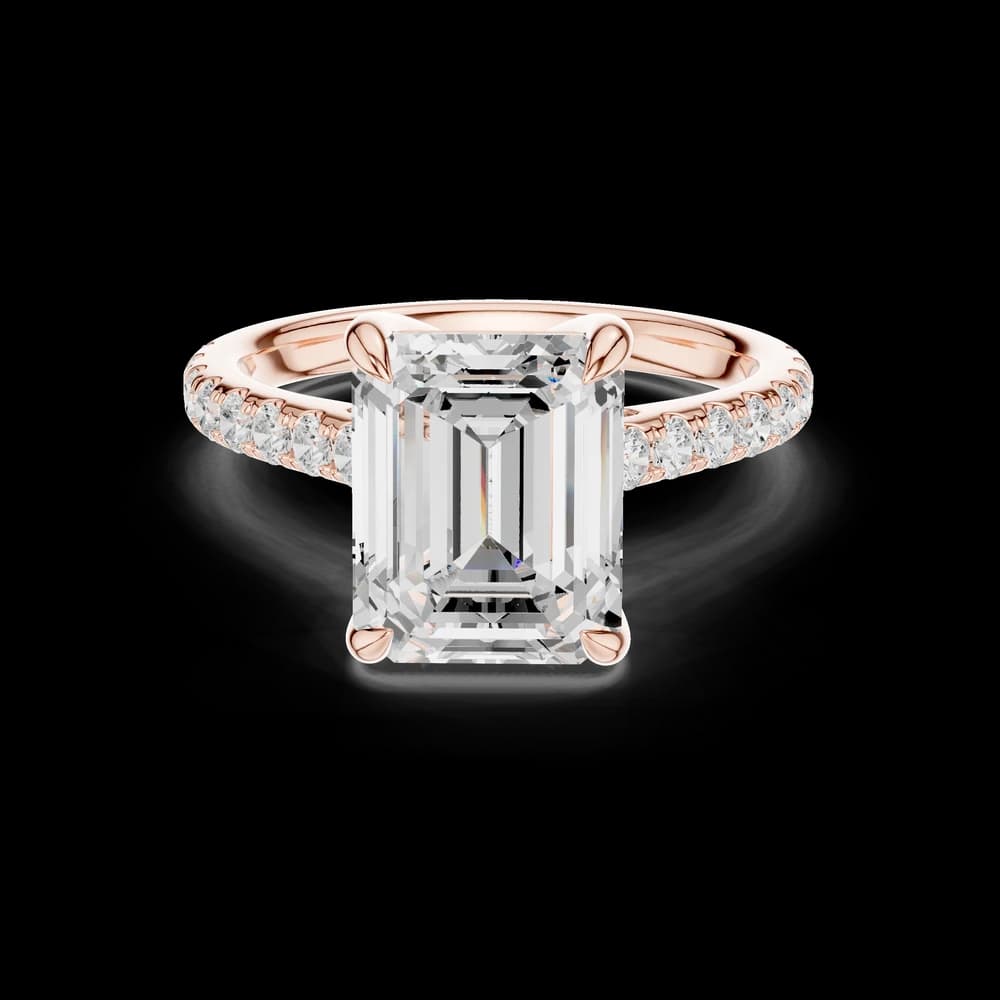 Emerald Stone Pave Setting Lab Grown Ring - Image 1 Emerald Stone Pave Setting Lab Grown Ring, view 1 of 6