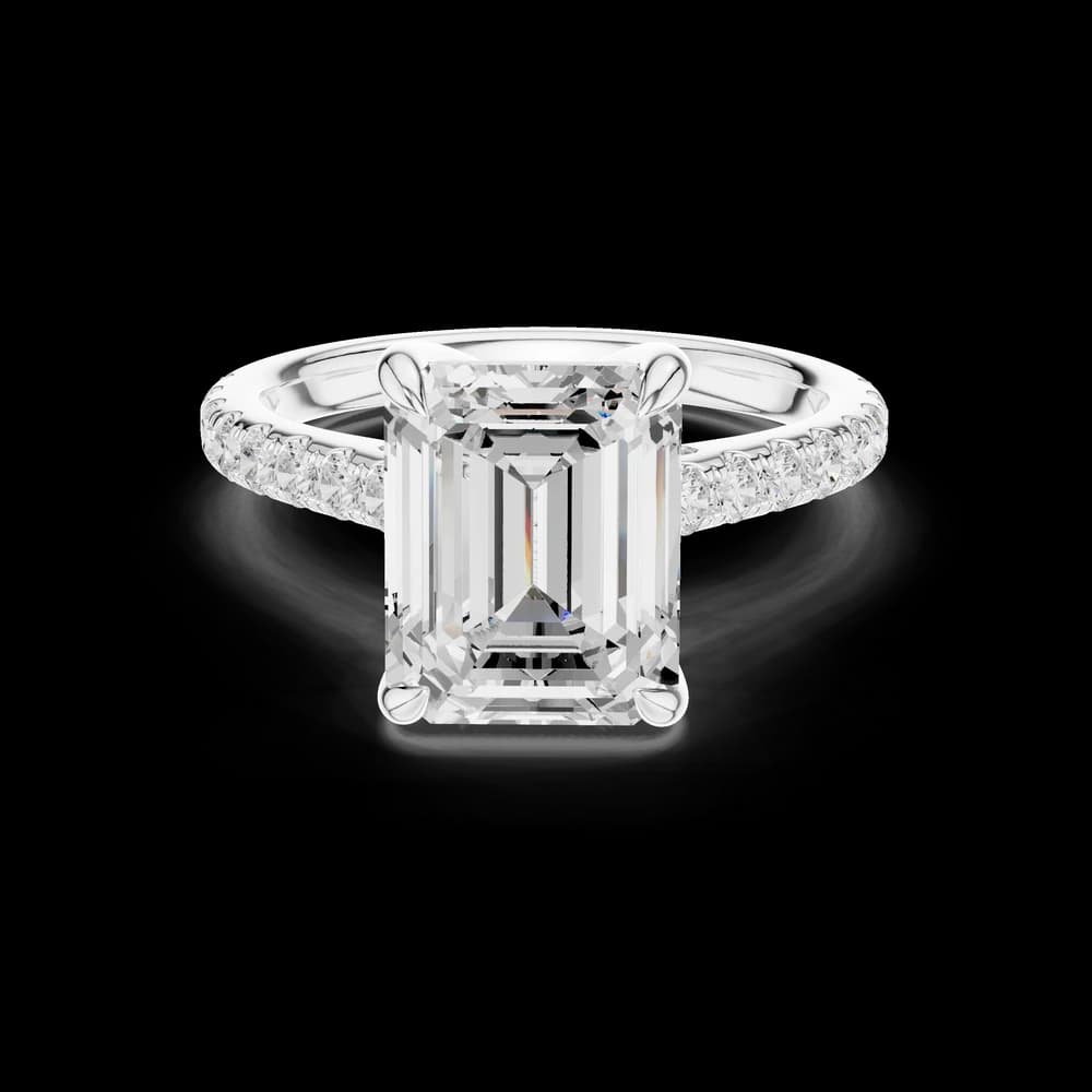 Emerald Stone Pave Setting Lab Grown Ring - Image 2 Emerald Stone Pave Setting Lab Grown Ring, view 2 of 6