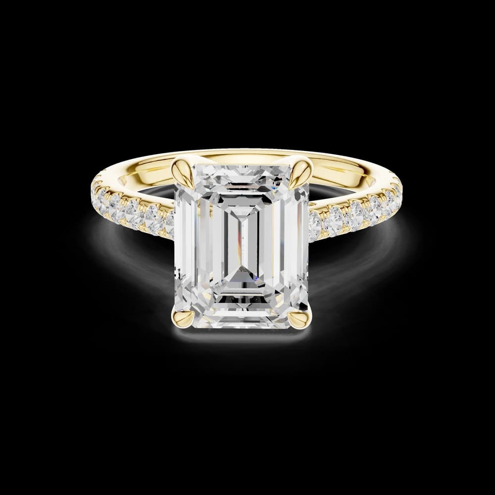 Emerald Stone Pave Setting Lab Grown Ring - Image 3 Emerald Stone Pave Setting Lab Grown Ring, view 3 of 6