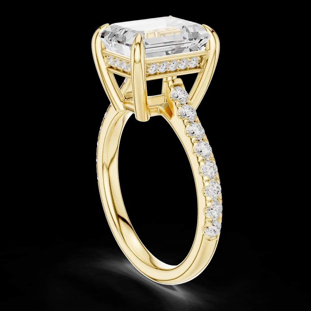 Emerald Stone Pave Setting Lab Grown Ring - Image 4 Emerald Stone Pave Setting Lab Grown Ring, view 4 of 6