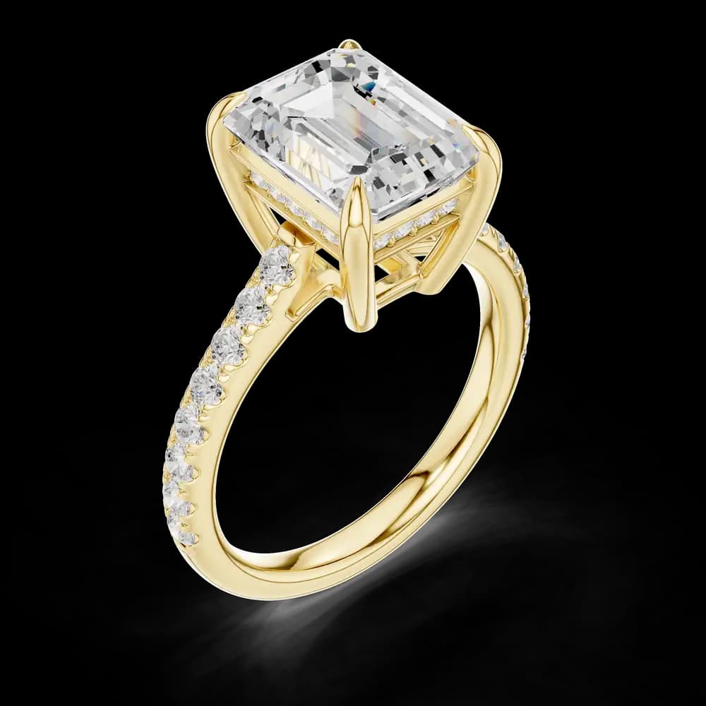 Emerald Stone Pave Setting Lab Grown Ring - Image 5 Emerald Stone Pave Setting Lab Grown Ring, view 5 of 6