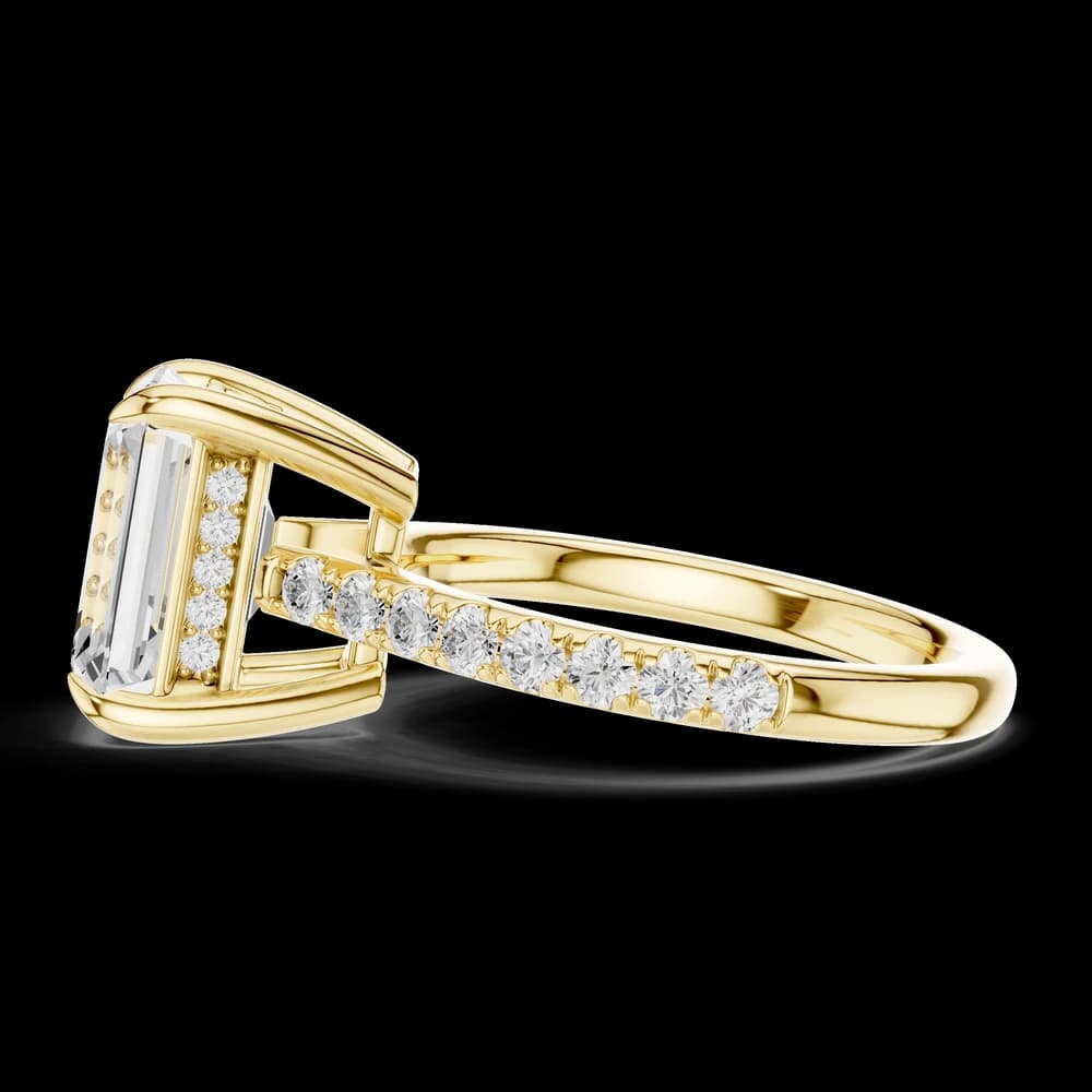 Emerald Stone Pave Setting Lab Grown Ring - Image 6 Emerald Stone Pave Setting Lab Grown Ring, view 6 of 6