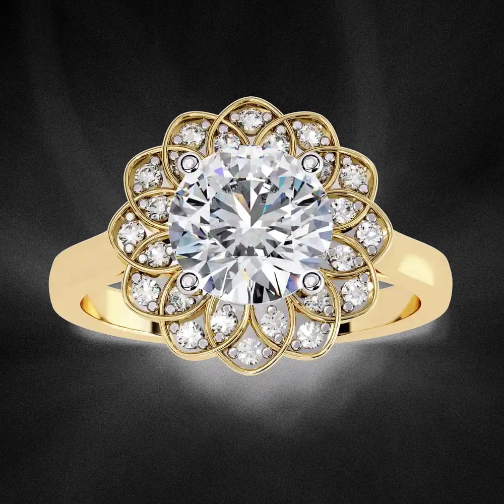 Exquisite Floral Halo Lab Grown Diamond Engagement Ring - Image 1 Exquisite Floral Halo Lab Grown Diamond Engagement Ring, view 1 of 4