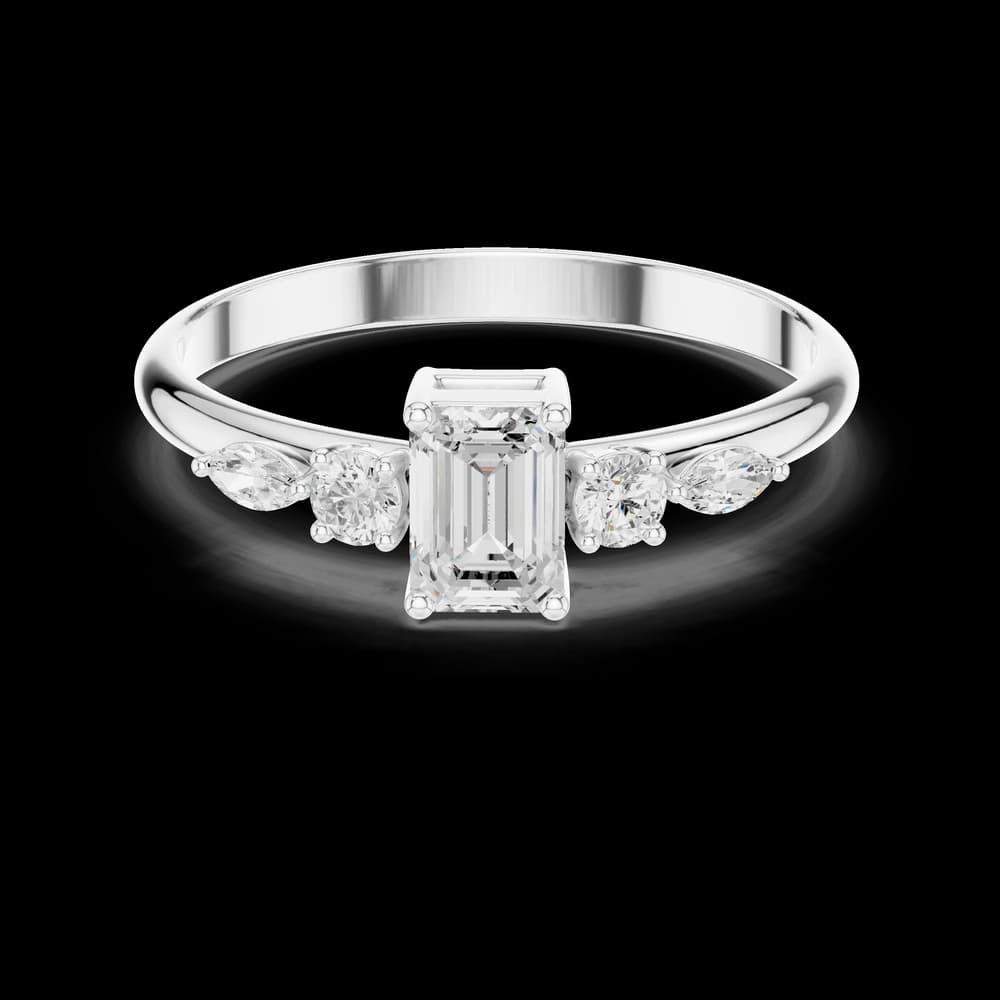 Emerald and Multi-Shape Diamond Lab Grown Diamond Ring - Image 2 Emerald and Multi-Shape Diamond Lab Grown Diamond Ring, view 2 of 6