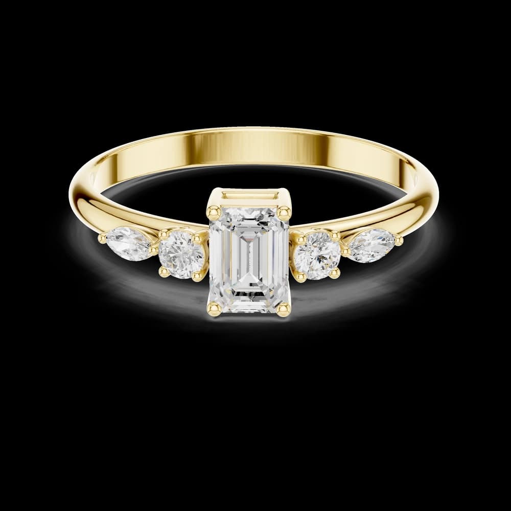 Emerald and Multi-Shape Diamond Lab Grown Diamond Ring - Image 3 Emerald and Multi-Shape Diamond Lab Grown Diamond Ring, view 3 of 6