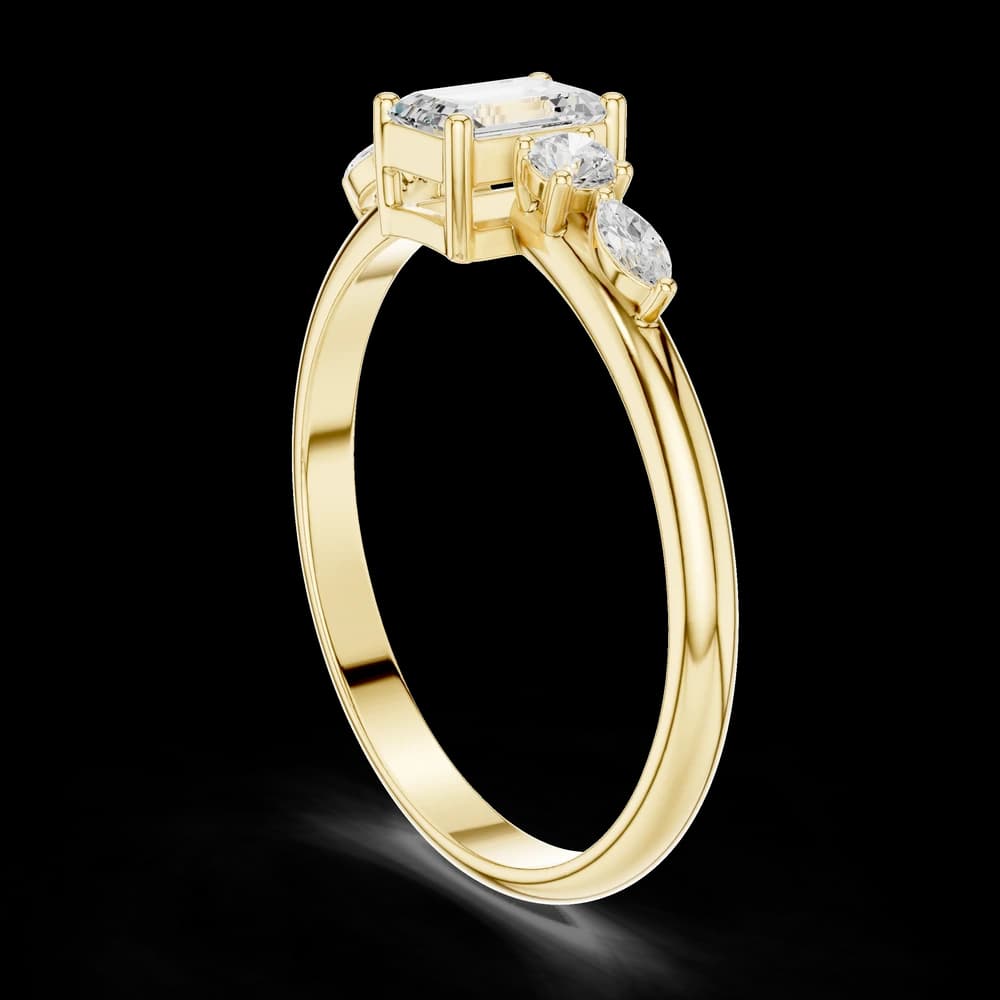 Emerald and Multi-Shape Diamond Lab Grown Diamond Ring - Image 4 Emerald and Multi-Shape Diamond Lab Grown Diamond Ring, view 4 of 6