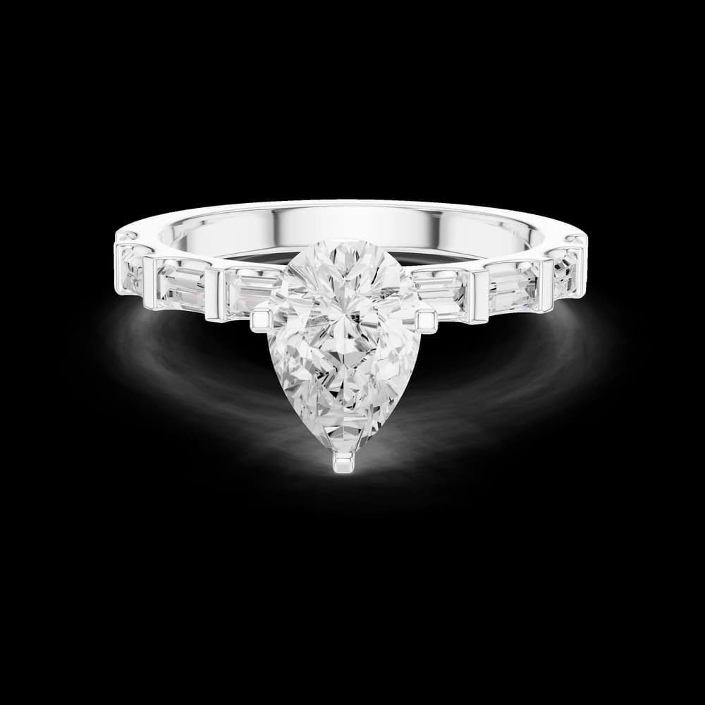 Baguette Bar Pear Lab Grown Diamond Ring - Image 4 Baguette Bar Pear Lab Grown Diamond Ring, view 4 of 12