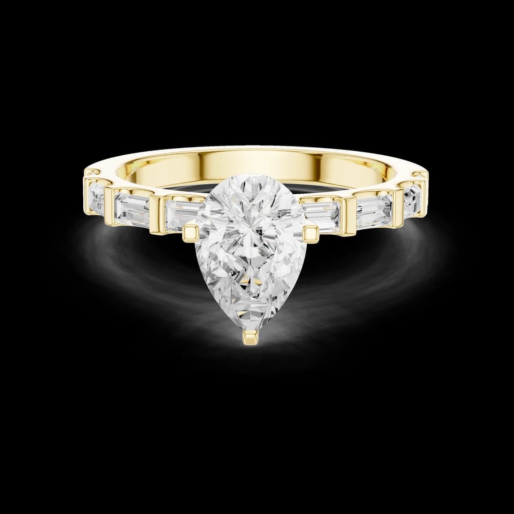 Baguette Bar Pear Lab Grown Diamond Ring - Image 5 Baguette Bar Pear Lab Grown Diamond Ring, view 5 of 12