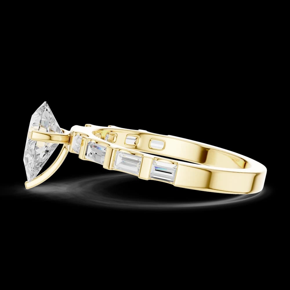 Baguette Bar Pear Lab Grown Diamond Ring - Image 8 Baguette Bar Pear Lab Grown Diamond Ring, view 8 of 12