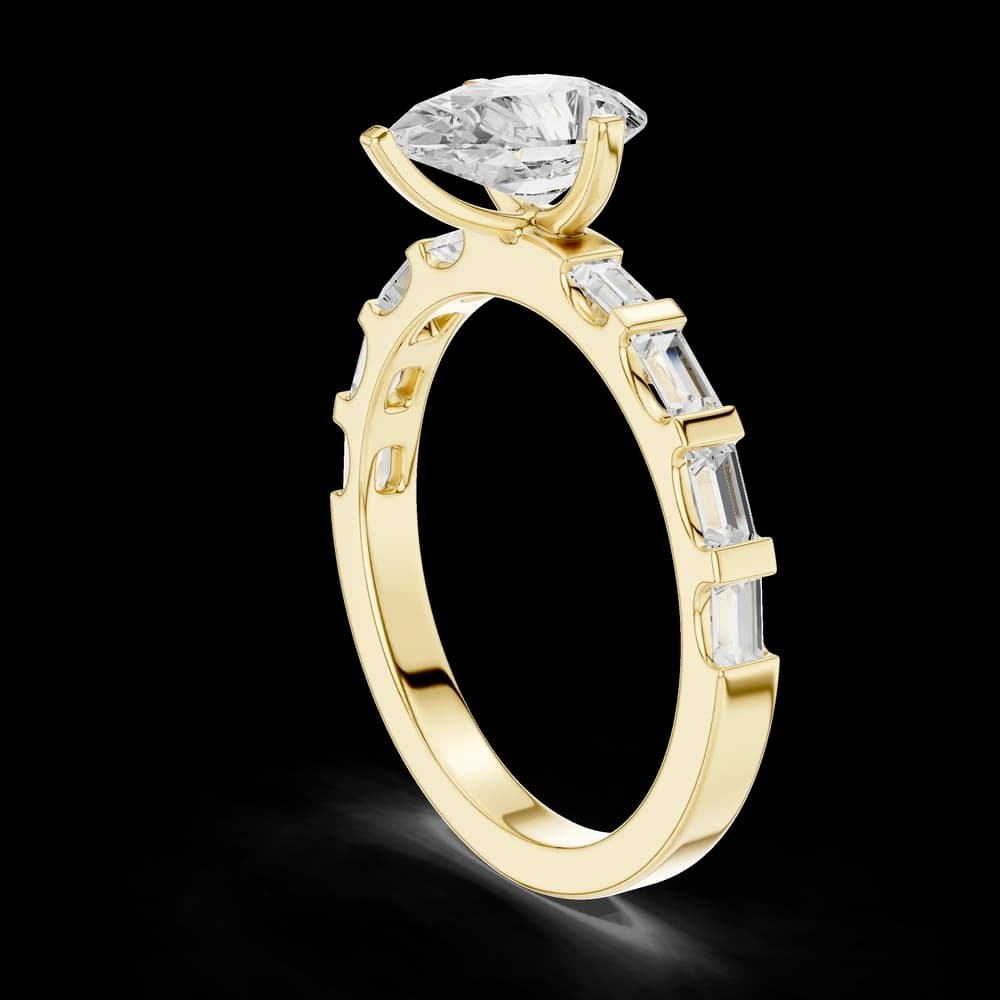Baguette Bar Pear Lab Grown Diamond Ring - Image 10 Baguette Bar Pear Lab Grown Diamond Ring, view 10 of 12