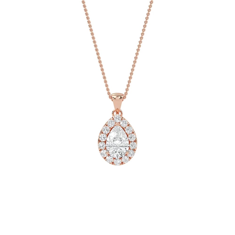 Exquisite Pear Lab Grown Diamond Halo Pendant - Image 1 Exquisite Pear Lab Grown Diamond Halo Pendant, view 1 of 4