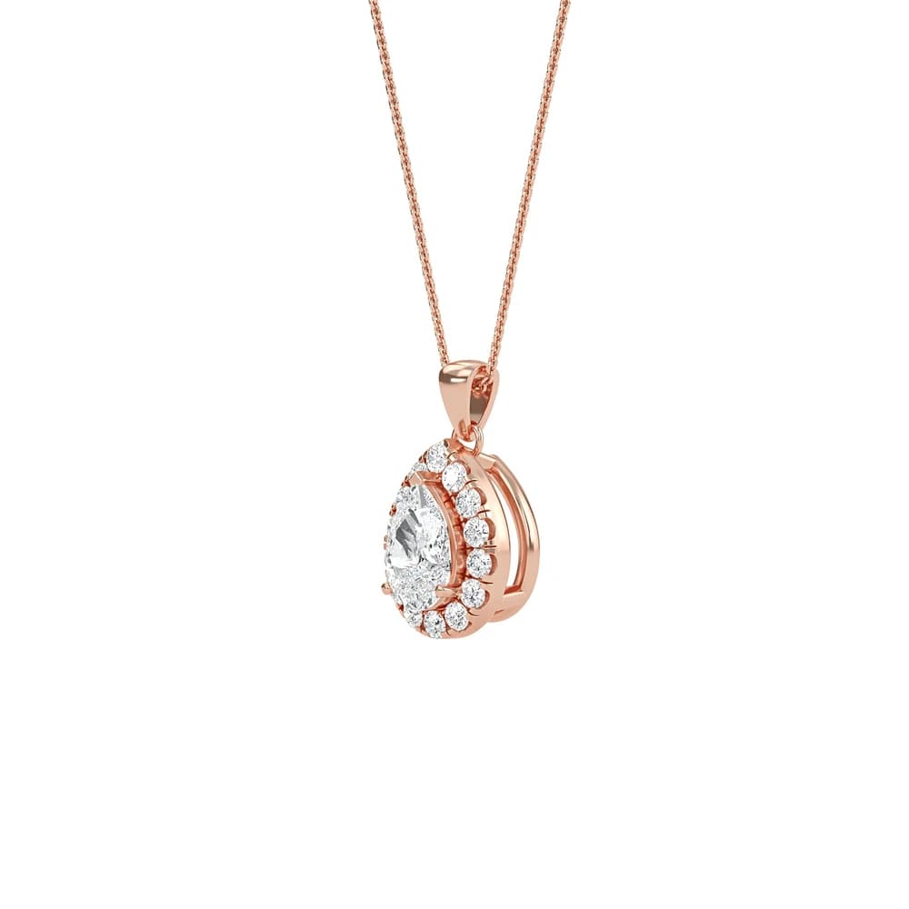 Exquisite Pear Lab Grown Diamond Halo Pendant - Image 2 Exquisite Pear Lab Grown Diamond Halo Pendant, view 2 of 4