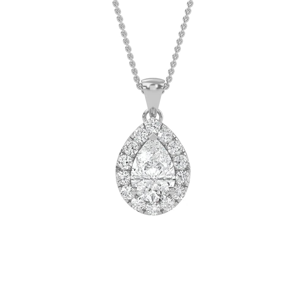 Exquisite Pear Lab Grown Diamond Halo Pendant - Image 4 Exquisite Pear Lab Grown Diamond Halo Pendant, view 4 of 4