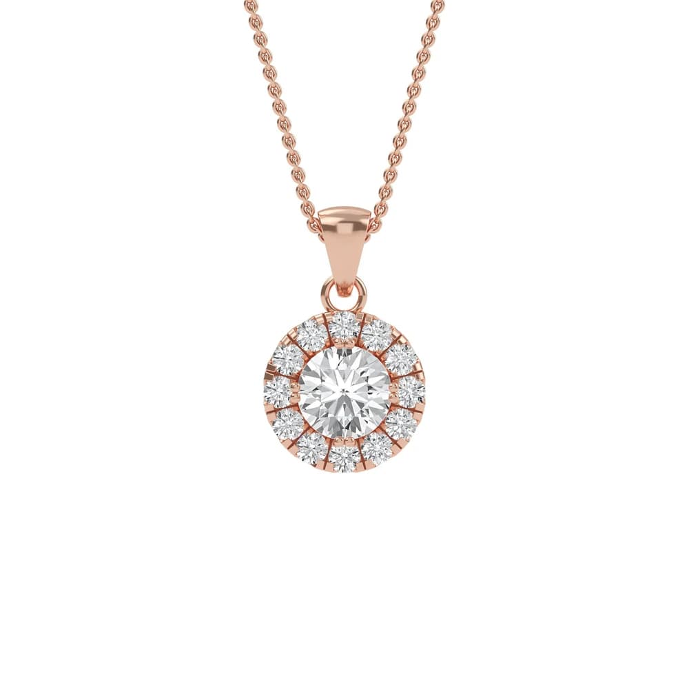 Exquisite Round Lab Grown Diamond Halo Pendant - Image 1 Exquisite Round Lab Grown Diamond Halo Pendant, view 1 of 4