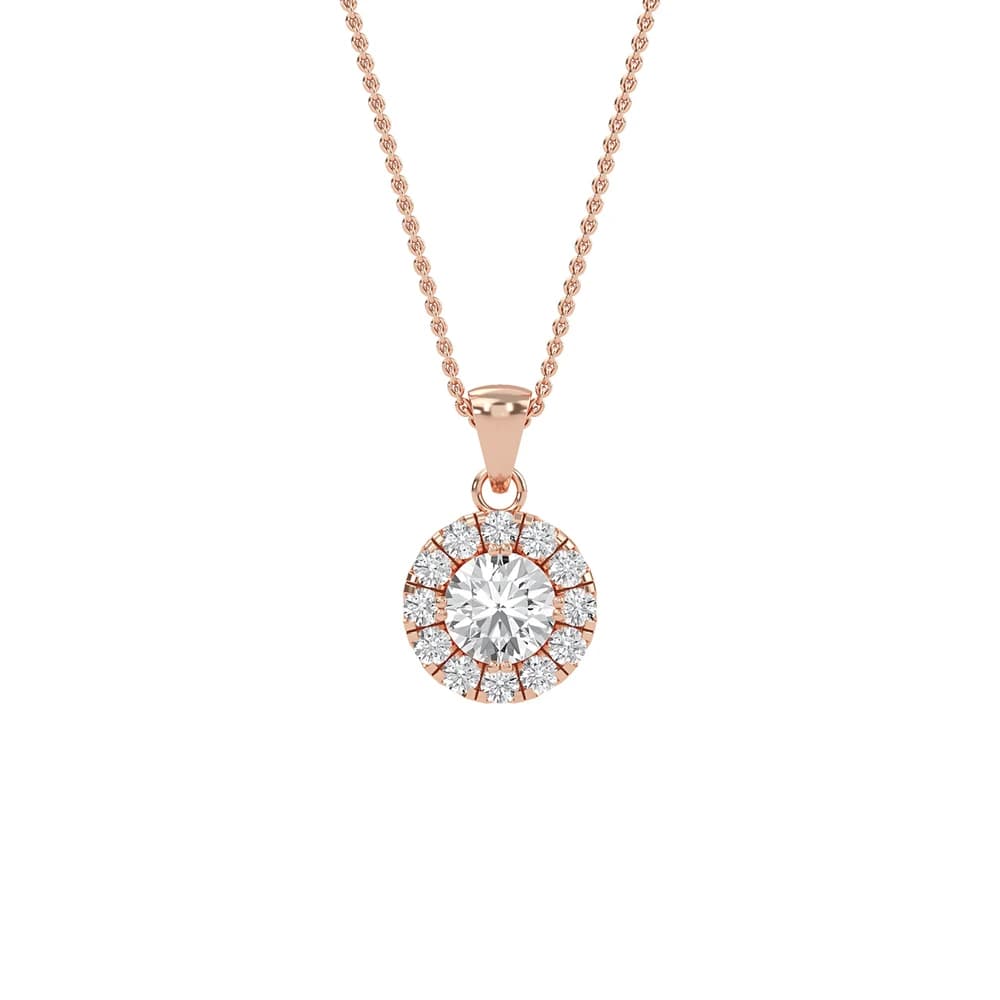 Exquisite Round Lab Grown Diamond Halo Pendant - Image 2 Exquisite Round Lab Grown Diamond Halo Pendant, view 2 of 4