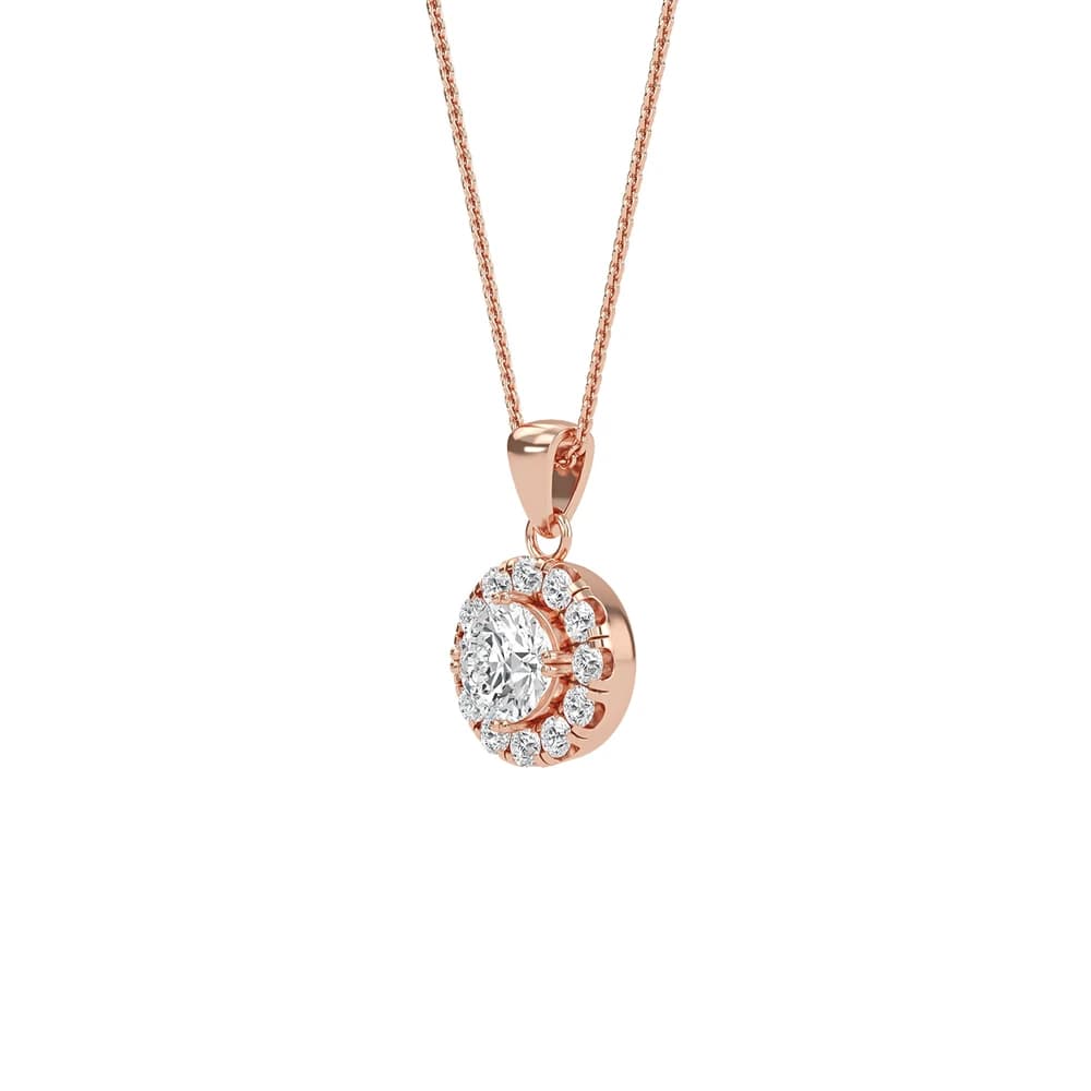 Exquisite Round Lab Grown Diamond Halo Pendant - Image 3 Exquisite Round Lab Grown Diamond Halo Pendant, view 3 of 4
