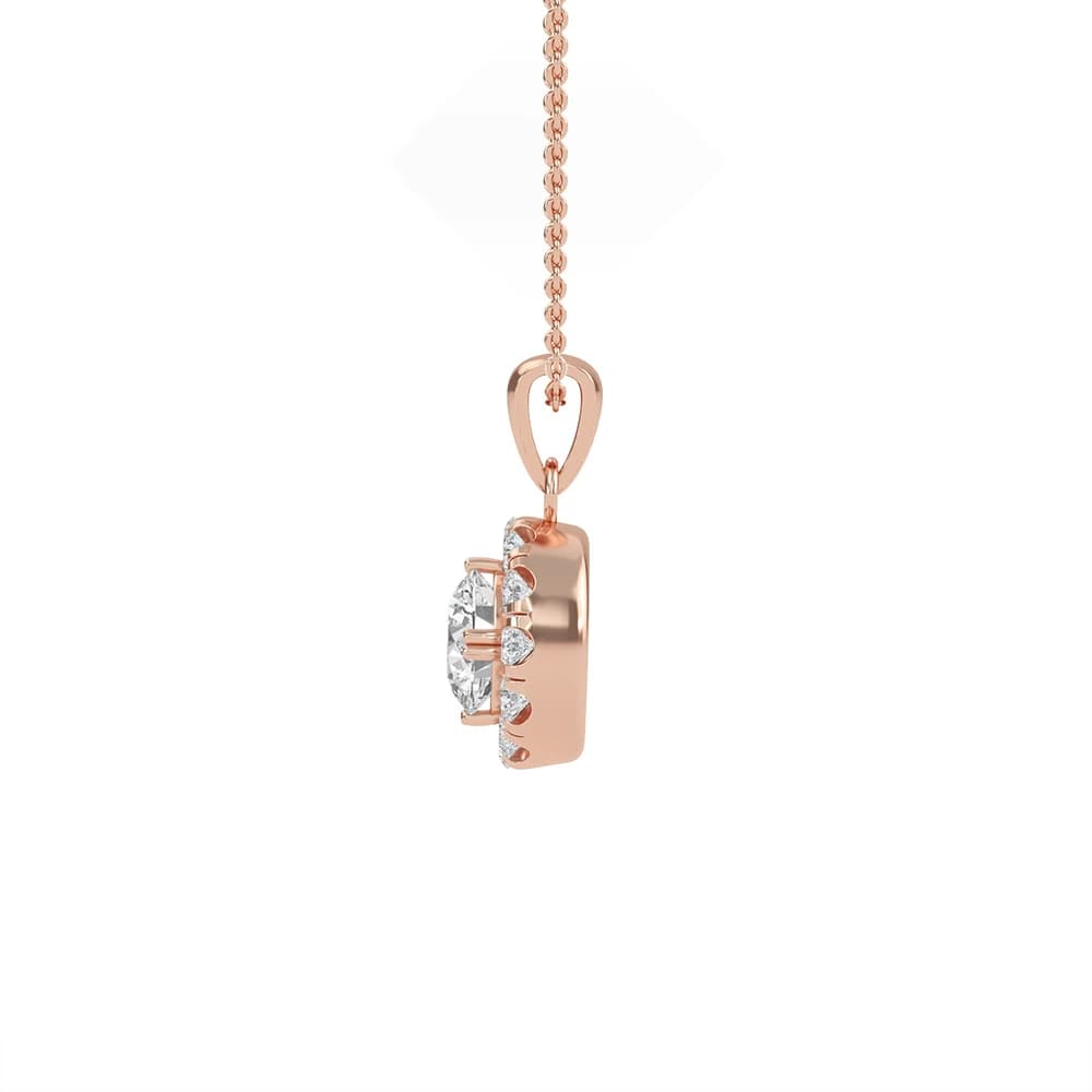 Exquisite Round Lab Grown Diamond Halo Pendant - Image 4 Exquisite Round Lab Grown Diamond Halo Pendant, view 4 of 4