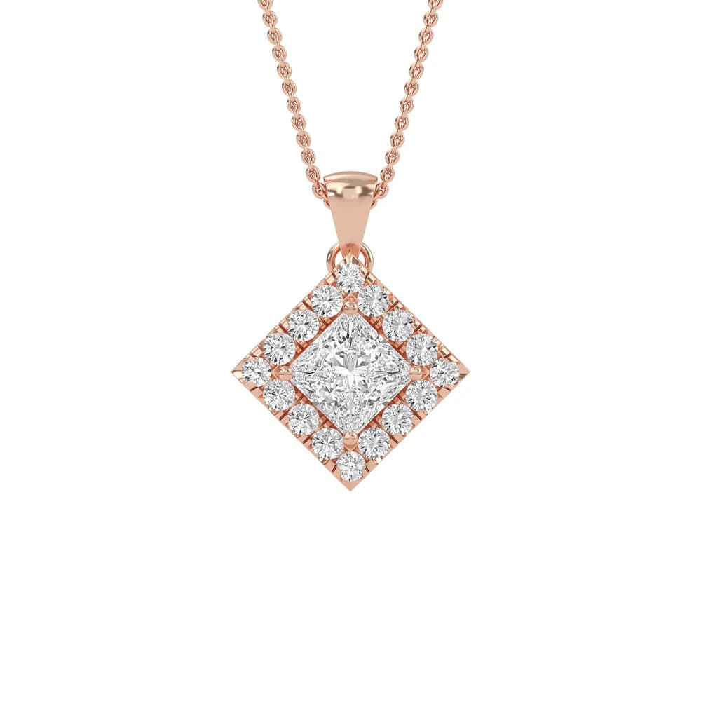 Exquisite Square Lab Grown Diamond Halo Pendant - Image 1 Exquisite Square Lab Grown Diamond Halo Pendant, view 1 of 4