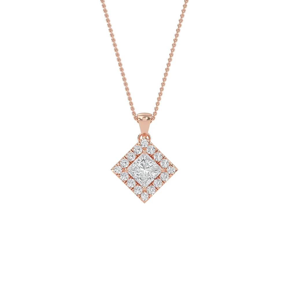 Exquisite Square Lab Grown Diamond Halo Pendant - Image 2 Exquisite Square Lab Grown Diamond Halo Pendant, view 2 of 4