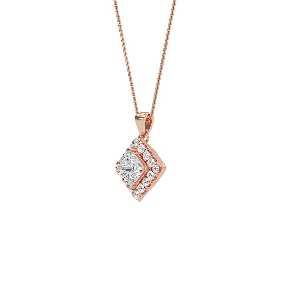 Exquisite Square Lab Grown Diamond Halo Pendant - Image 3 Exquisite Square Lab Grown Diamond Halo Pendant, view 3 of 4