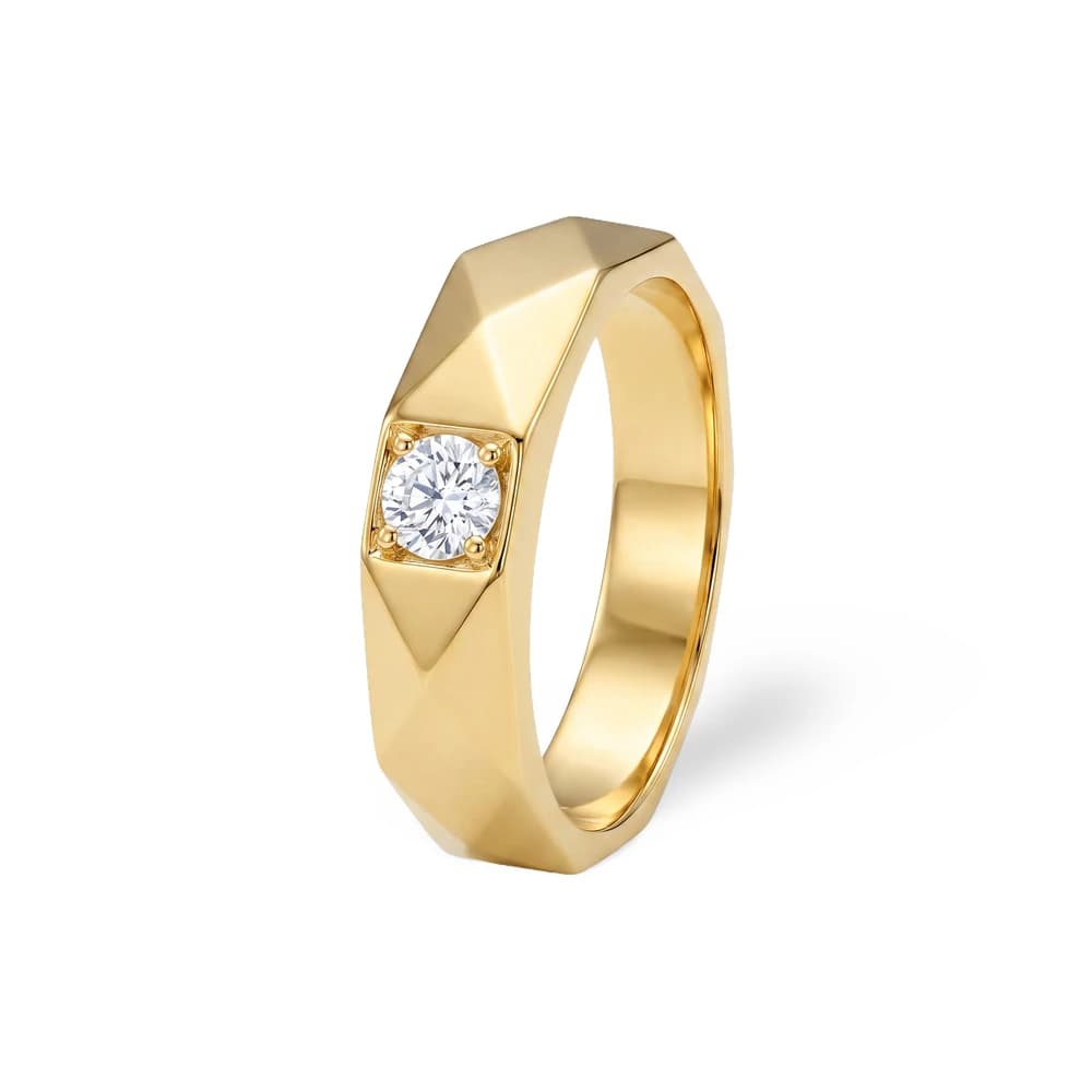 Faceted Band Round Solitaire Lab Grown Diamond Ring - Image 4 Faceted Band Round Solitaire Lab Grown Diamond Ring, view 4 of 4