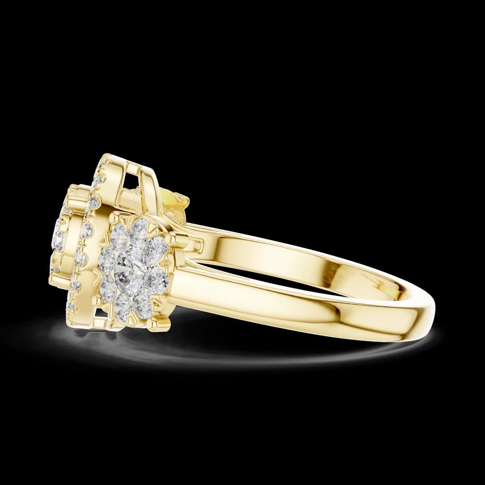 Three Cluster Halo Round Centre Solitaire Lab Grown Diamond Ring - Image 8 Three Cluster Halo Round Centre Solitaire Lab Grown Diamond Ring, view 8 of 12