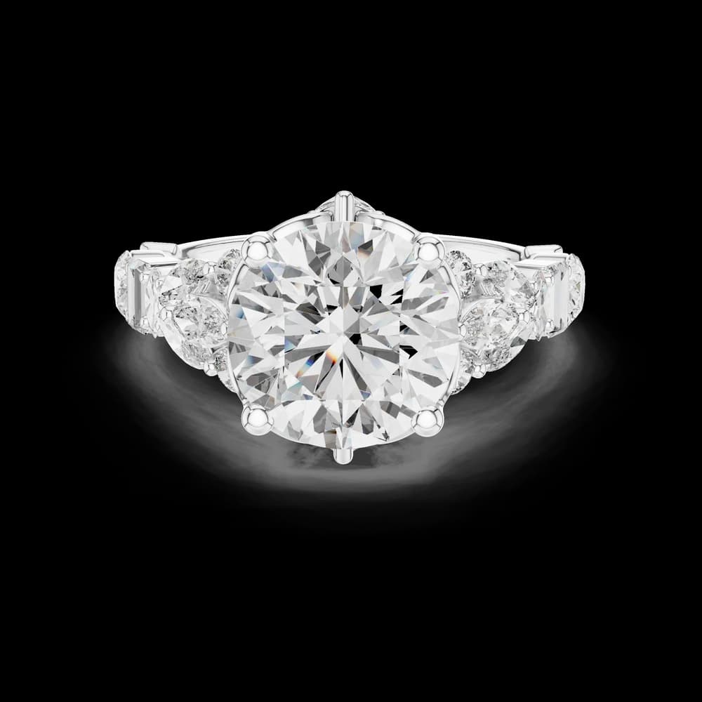 Round and Marquise Band Stone Lab Grown Diamond Ring - Image 2 Round and Marquise Band Stone Lab Grown Diamond Ring, view 2 of 5