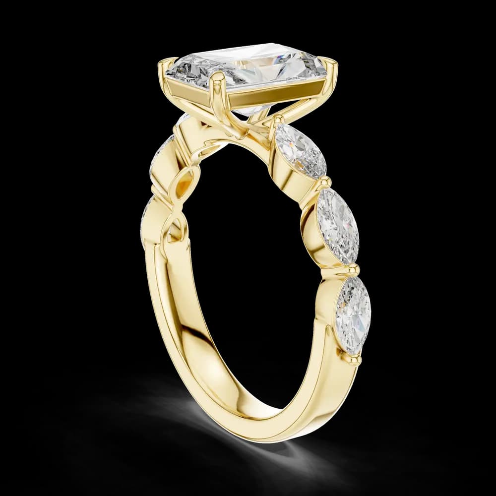Radiant Center Marquise Centre Lab Grown Diamond Ring - Image 4 Radiant Center Marquise Centre Lab Grown Diamond Ring, view 4 of 6