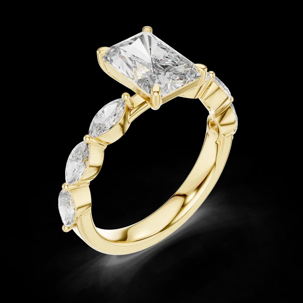 Radiant Center Marquise Centre Lab Grown Diamond Ring - Image 5 Radiant Center Marquise Centre Lab Grown Diamond Ring, view 5 of 6