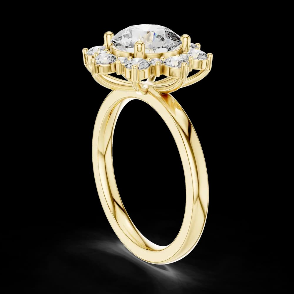 Round Floral Halo Band Lab Grown Diamond Ring - Image 4 Round Floral Halo Band Lab Grown Diamond Ring, view 4 of 6