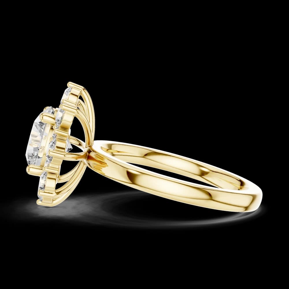 Round Floral Halo Band Lab Grown Diamond Ring - Image 6 Round Floral Halo Band Lab Grown Diamond Ring, view 6 of 6
