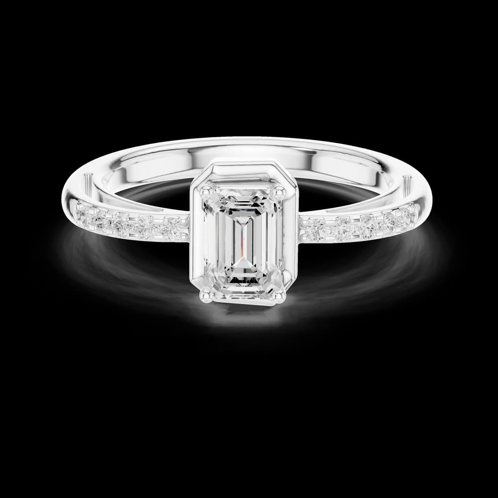 Floral Frost Emerald-Cut Lab Grown Diamond Ring - Image 2 Floral Frost Emerald-Cut Lab Grown Diamond Ring, view 2 of 6