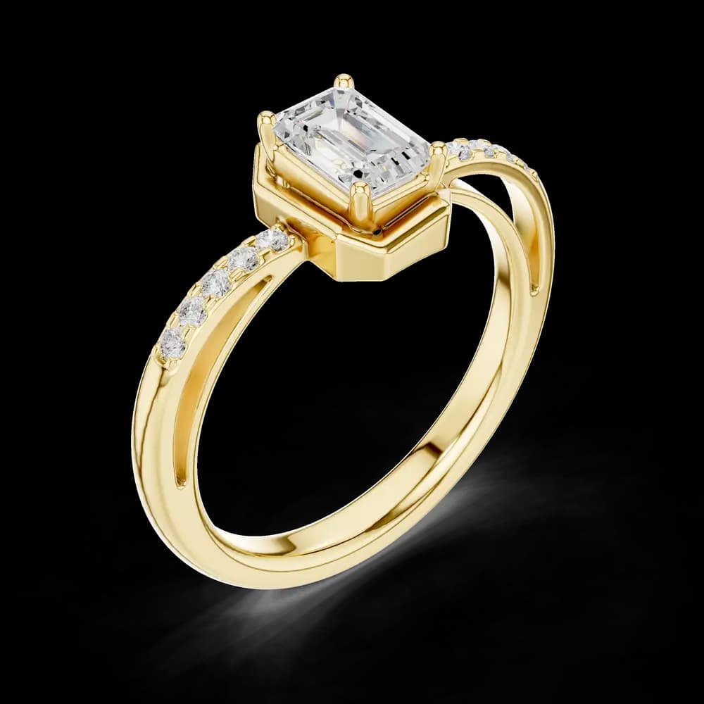Floral Frost Emerald-Cut Lab Grown Diamond Ring - Image 5 Floral Frost Emerald-Cut Lab Grown Diamond Ring, view 5 of 6