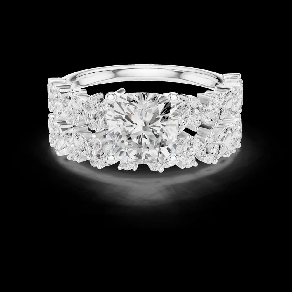 Cushion Cut Marquise Lab Grown Diamond Ring - Image 2 Cushion Cut Marquise Lab Grown Diamond Ring, view 2 of 6