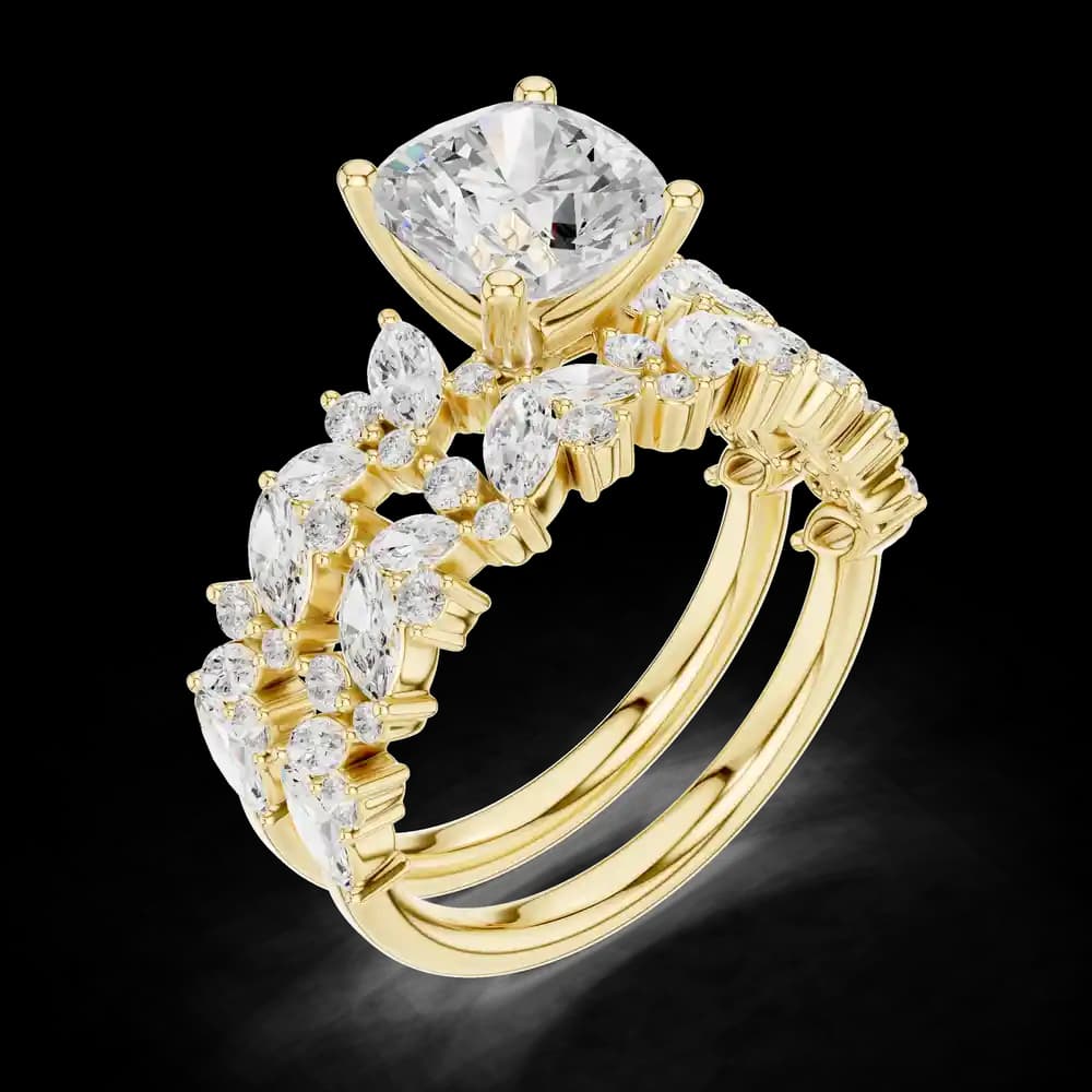 Cushion Cut Marquise Lab Grown Diamond Ring - Image 5 Cushion Cut Marquise Lab Grown Diamond Ring, view 5 of 6