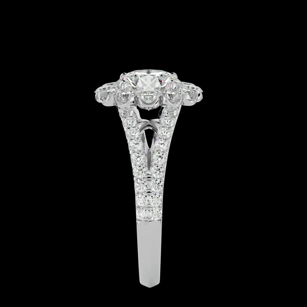 Floral Halo and Split Shank Lab Grown Diamond Ring - Image 2 Floral Halo and Split Shank Lab Grown Diamond Ring, view 2 of 4