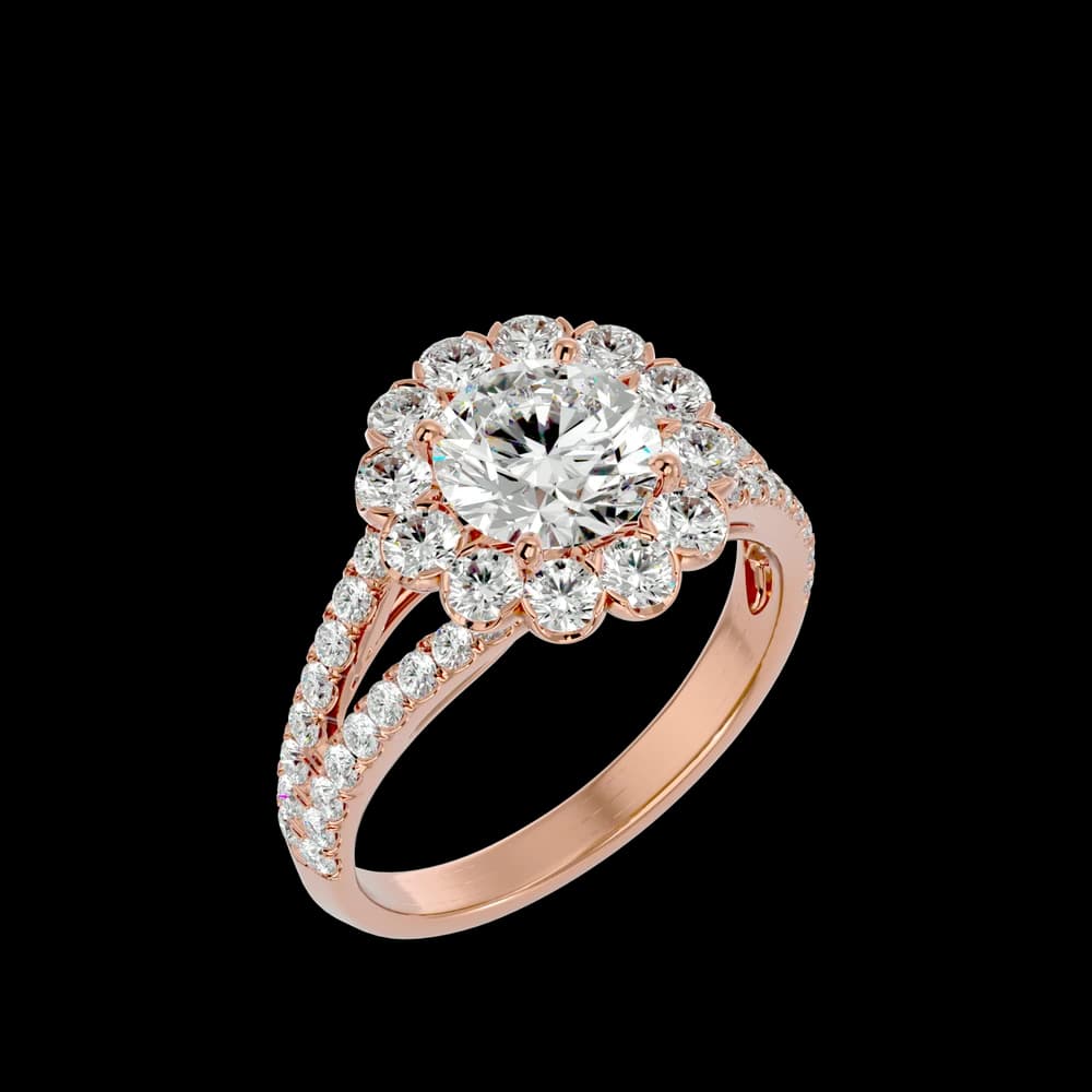 Floral Halo and Split Shank Lab Grown Diamond Ring - Image 3 Floral Halo and Split Shank Lab Grown Diamond Ring, view 3 of 4