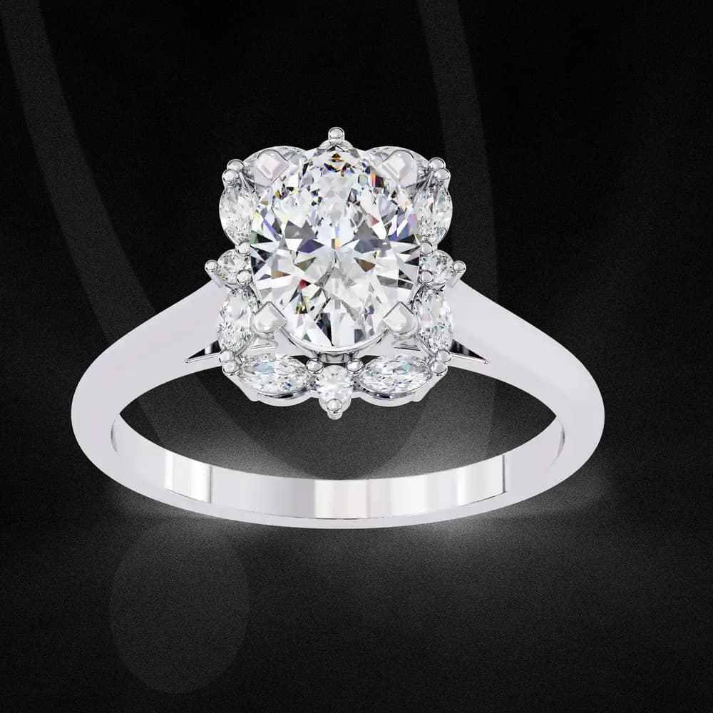 Floral Halo Lab Grown Diamond Engagement Ring - Image 1 Floral Halo Lab Grown Diamond Engagement Ring, view 1 of 4