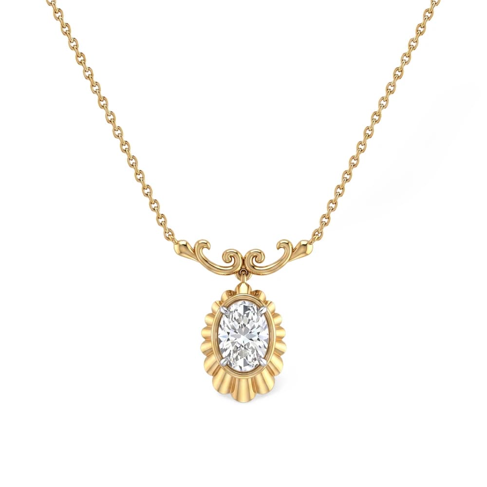 Fluted Edge Oval Lab Grown Diamond Pendant - Image 1 Fluted Edge Oval Lab Grown Diamond Pendant, view 1 of 3